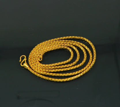 22KT yellow gold customized spotted Bombato chain necklace, unisex stylish flexible gold jewelry with 916 hallmark.