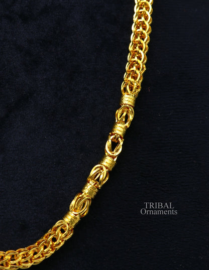 22kt yellow gold handmade Byzantine chain necklace by TRIBAL ORNAMENTS, unisex hallmarked jewelry with intricate design.