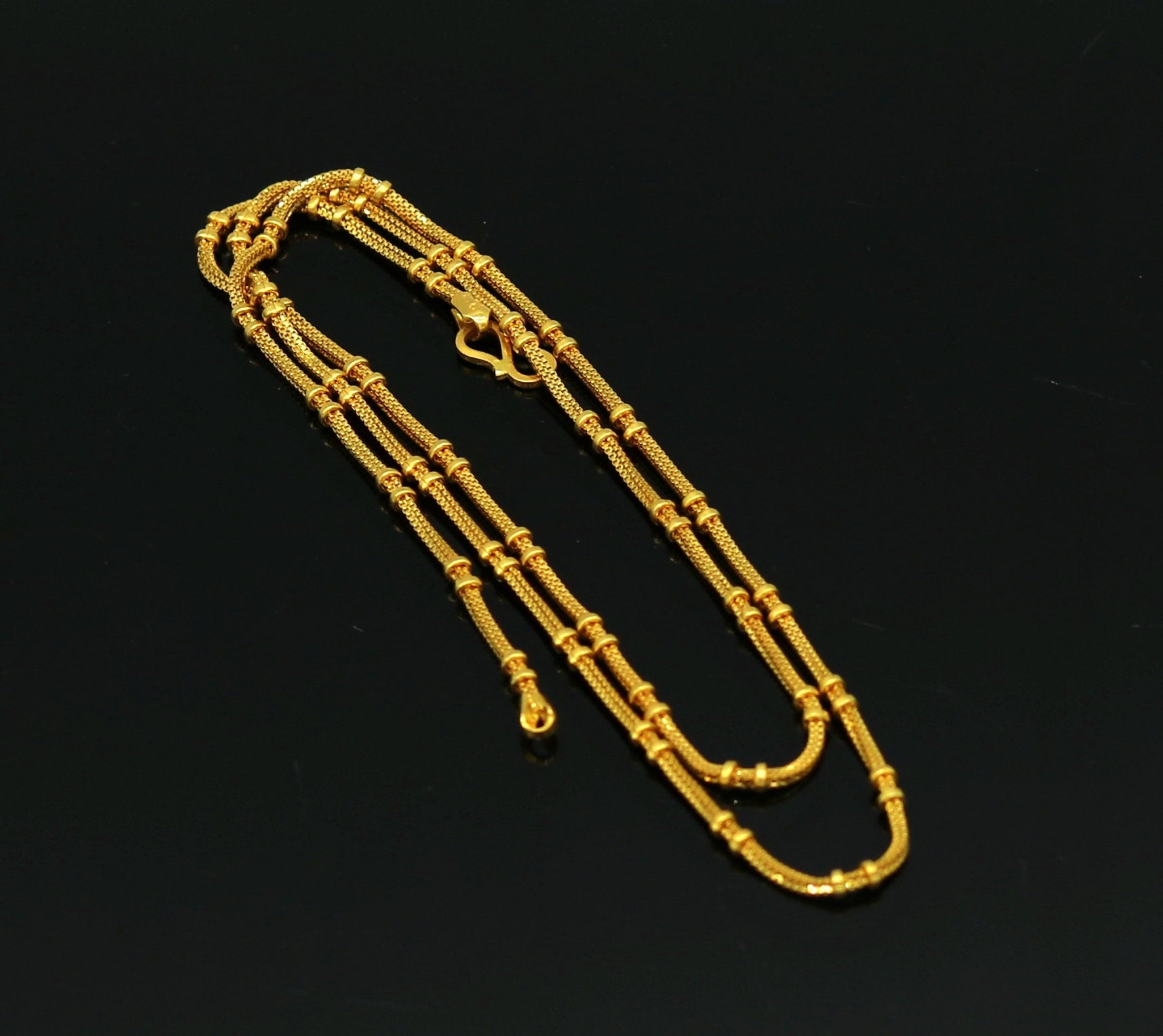 22KT yellow gold handmade solid box chain necklace, unisex design, hallmarked 916, customized and personalized jewelry from India