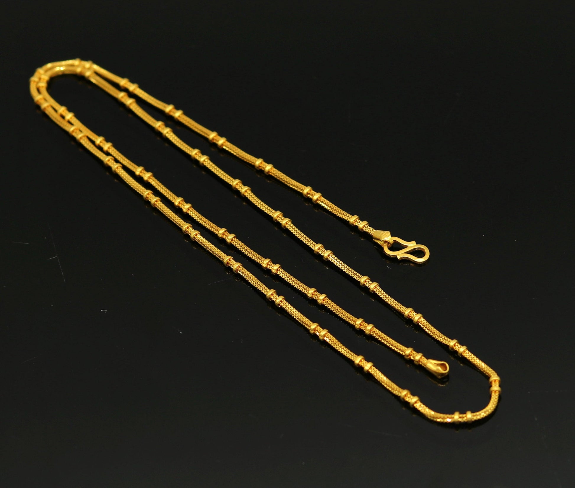 22KT yellow gold handmade solid box chain necklace, unisex design, 916 hallmarked, customized personalized jewelry from India