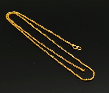 22KT yellow gold handmade solid box chain necklace, unisex design, 916 hallmarked, customized personalized jewelry from India