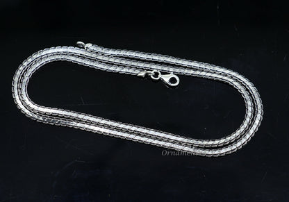 3 mm 925 sterling silver necklace chain with oxidized finish, handmade tribal-style jewelry, 18-24 inches long.