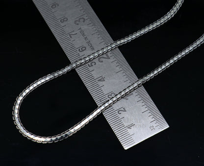 3mm 925 sterling silver tribal-style chain necklace with oxidized finish, handmade unique design, 18 to 24 inches long.