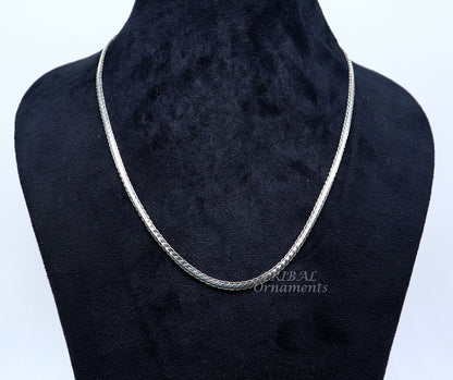 Sterling silver 3mm handmade chain necklace by TRIBAL ORNAMENTS, featuring oxidized silver finish and unique style, 18 to 24 inches long.