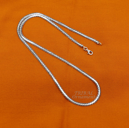 3 mm 925 sterling silver handmade chain necklace with oxidized silver finish, featuring a unique trendy style from Tribal Ornaments.
