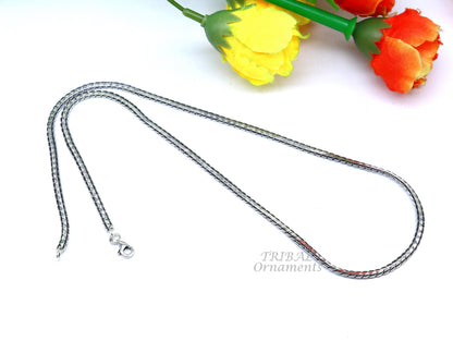 Sterling silver 3mm handmade chain necklace with unique style, oxidized silver finish, 18-24 inches long, by TRIBAL ORNAMENTS.