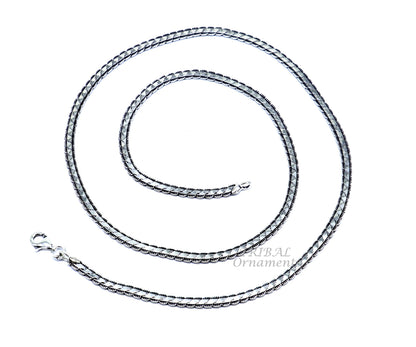 3 mm 925 sterling silver handmade chain necklace with oxidized finish, tribal-inspired unique style by TRIBAL ORNAMENTS.