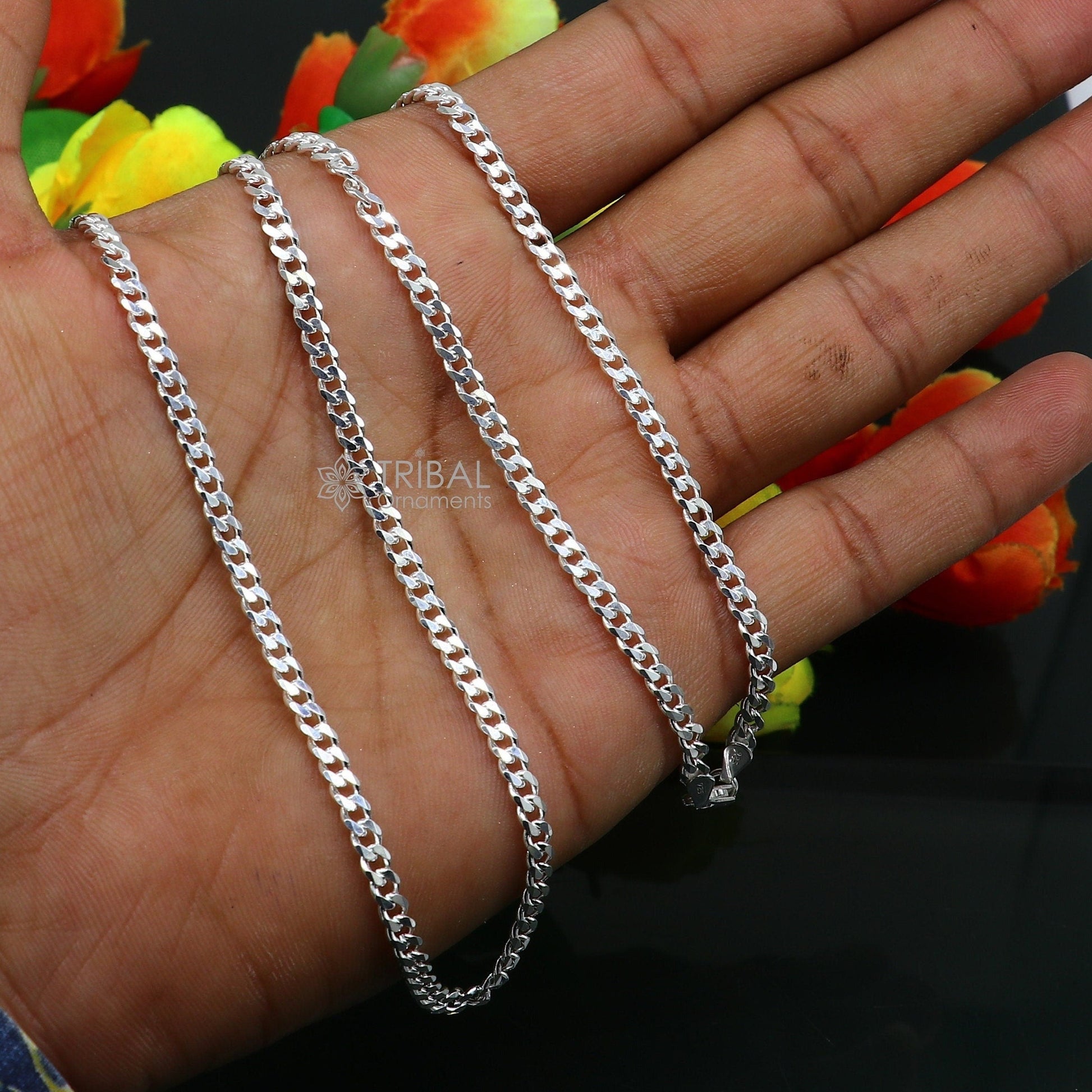 3mm 20"/24" solid 925 sterling silver handmade modern trendy design unique chain necklace giving it a distinctive and stylish look ch232 - TRIBAL ORNAMENTS