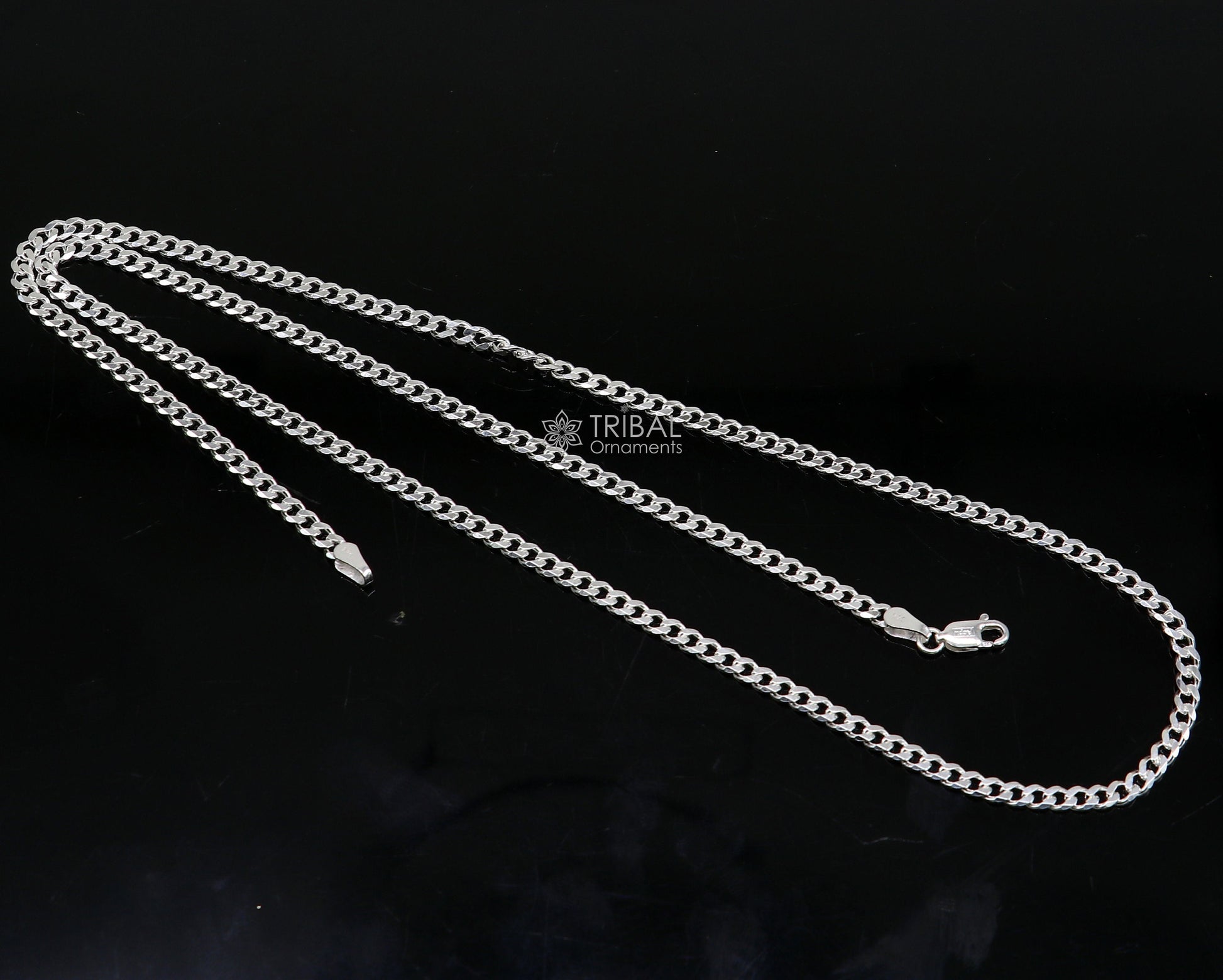 3mm 20"/24" solid 925 sterling silver handmade modern trendy design unique chain necklace giving it a distinctive and stylish look ch232 - TRIBAL ORNAMENTS