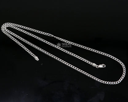 Sterling silver modern trendy chain necklace with unique design, handmade by TRIBAL ORNAMENTS, giving a stylish and distinctive look.