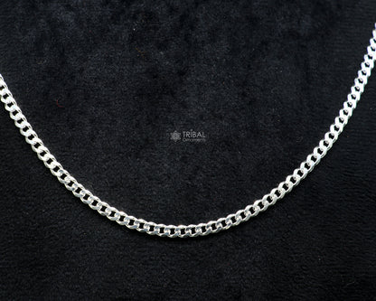 Sterling silver modern trendy chain necklace with unique design, crafted by TRIBAL ORNAMENTS, showcasing a distinctive stylish look.