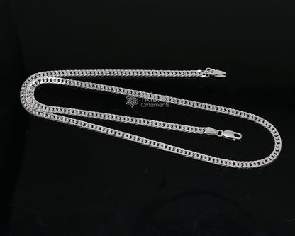 Sterling silver 20/24-inch trendy chain necklace with a modern, handmade design and unique textured links by Tribal Ornaments.