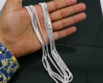 Sterling silver 3mm 20"/24" modern chain necklace with trendy, handmade tribal-inspired design and unique, stylish look.