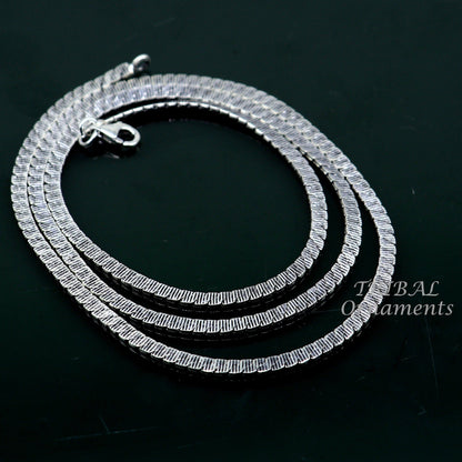 Sterling silver handmade 3mm chain necklace, 20-22 inch oxidized silver tribal-style jewelry by TRIBAL ORNAMENTS