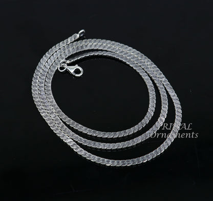 Sterling silver handmade 20-22 inch chain necklace with oxidized finish, featuring a unique tribal-inspired design by TRIBAL ORNAMENTS.