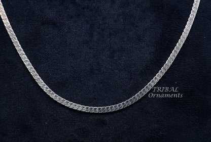 Sterling silver handmade 3mm chain necklace, 20-22 inches long, oxidized silver tribal-style jewelry by TRIBAL ORNAMENTS.