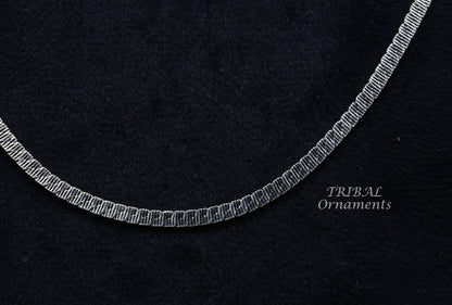 Sterling silver handmade 20-22 inch chain necklace with oxidized finish, featuring a unique tribal-inspired design.