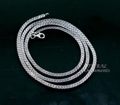 Handmade 3mm 20-22 inch sterling silver chain necklace with oxidized silver finish, featuring a unique tribal-inspired design.