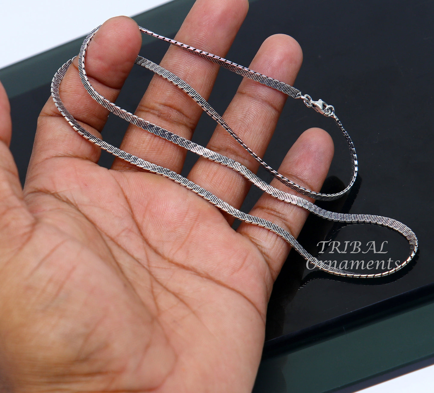 3mm 20" to 24" long chain 925 sterling silver handmade unique style chain, necklace chain, oxidized silver trendy chain ch169 - TRIBAL ORNAMENTS
