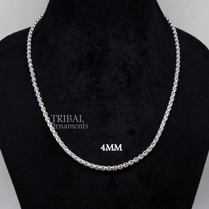Sterling silver 4mm Rolo chain necklace by Tribal Ornaments, featuring a delicate, stylish unisex design, high-quality craftsmanship.