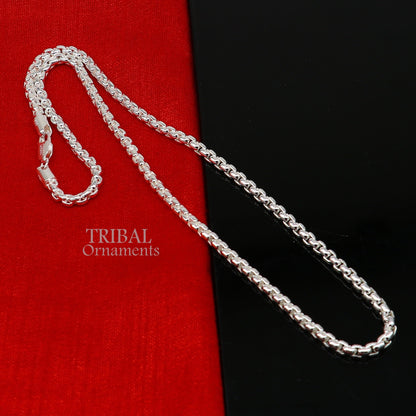 Sterling silver 4mm Rolo chain necklace by Tribal Ornaments, stylish and delicate unisex jewelry with high-quality craftsmanship.