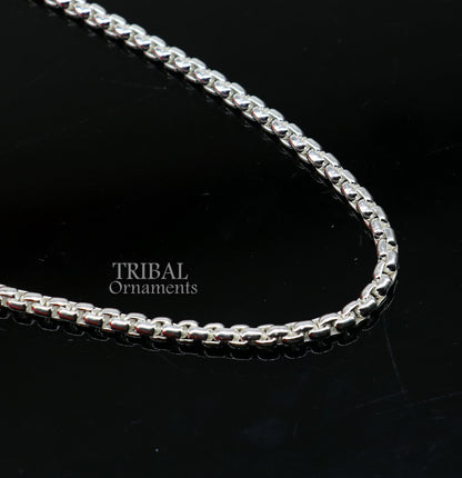 Sterling silver 4mm Rolo chain necklace by Tribal Ornaments, stylish and delicate unisex jewelry with high-quality craftsmanship.