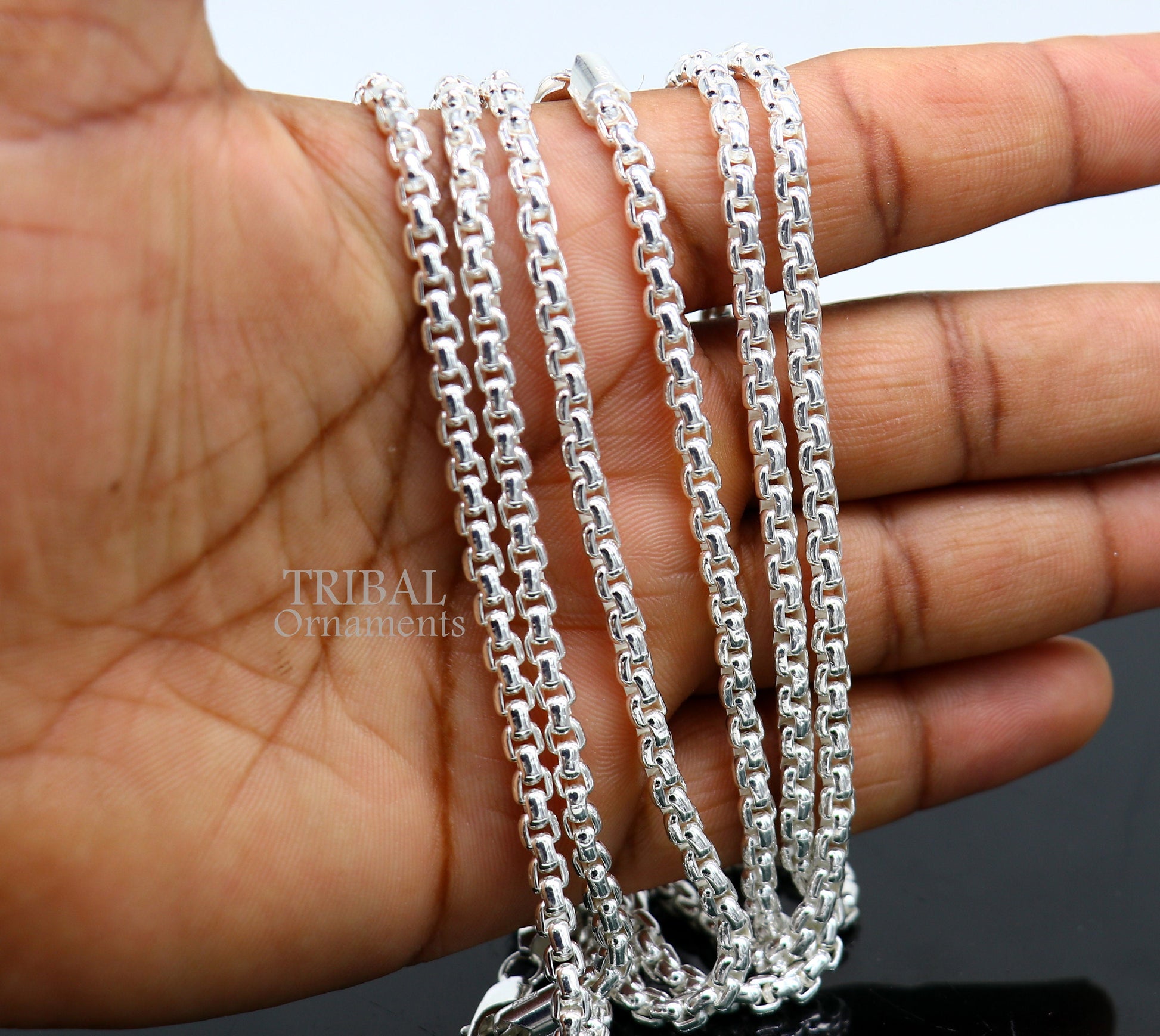 4mm 925 sterling silver handmade amazing stylish delicate solid Rolo high quality chains necklace, best gifting unisex necklace chain ch222 - TRIBAL ORNAMENTS