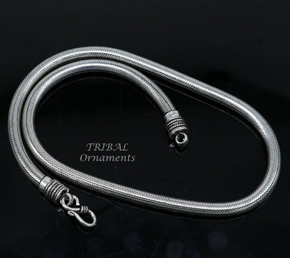 Sterling silver handmade snake chain necklace, 20 to 24 inches, oxidized silver finish, trendy 6mm thick pendant chain.