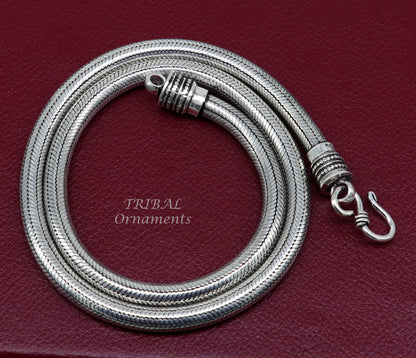 Sterling silver handmade snake chain necklace, 20-24 inches, oxidized silver, trendy 6mm pendant chain from TRIBAL ORNAMENTS.