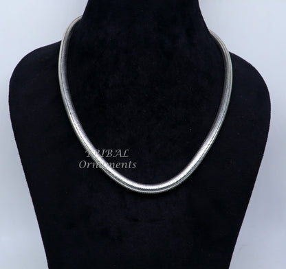 Sterling silver handmade snake chain necklace, 20-24 inches, oxidized silver finish, trendy jewelry, perfect for pendants.