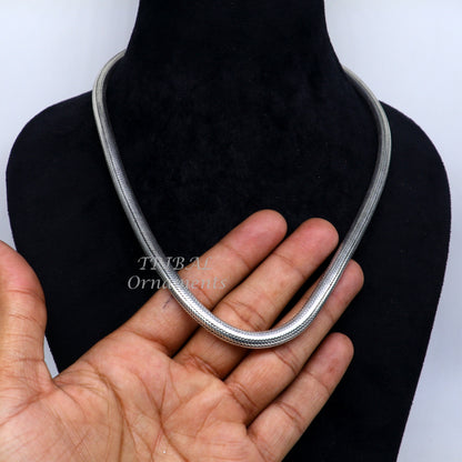 Sterling silver 6mm handmade snake chain necklace, 20 to 24 inches long, oxidized silver finish, trendy jewelry chain.