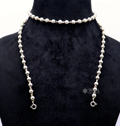 925 sterling silver beaded chain with locking system, ideal for necklaces with pendants, by TRIBAL ORNAMENTS.