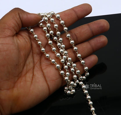 925 sterling silver beaded chain with locking system, ideal for necklaces and pendants, stylish beaded necklace from Tribal Ornaments
