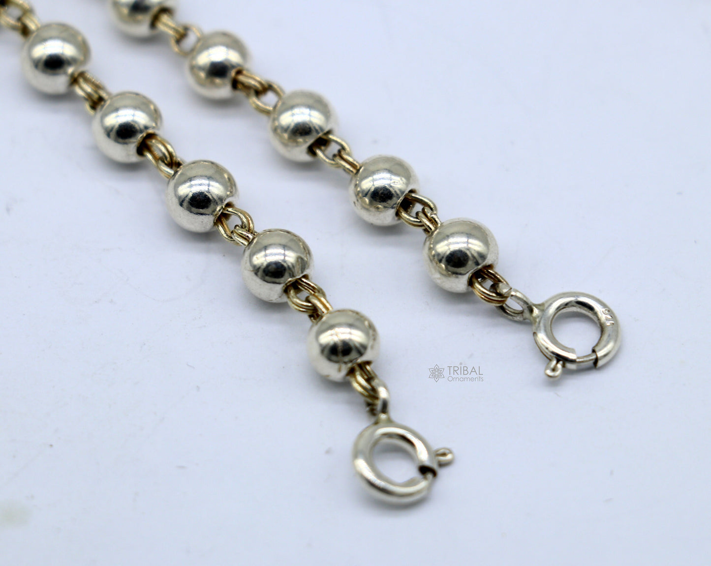 925 sterling silver beaded chain with locking system for necklace of any pendant, best beaded necklace string for all type of pendant ch513 - TRIBAL ORNAMENTS