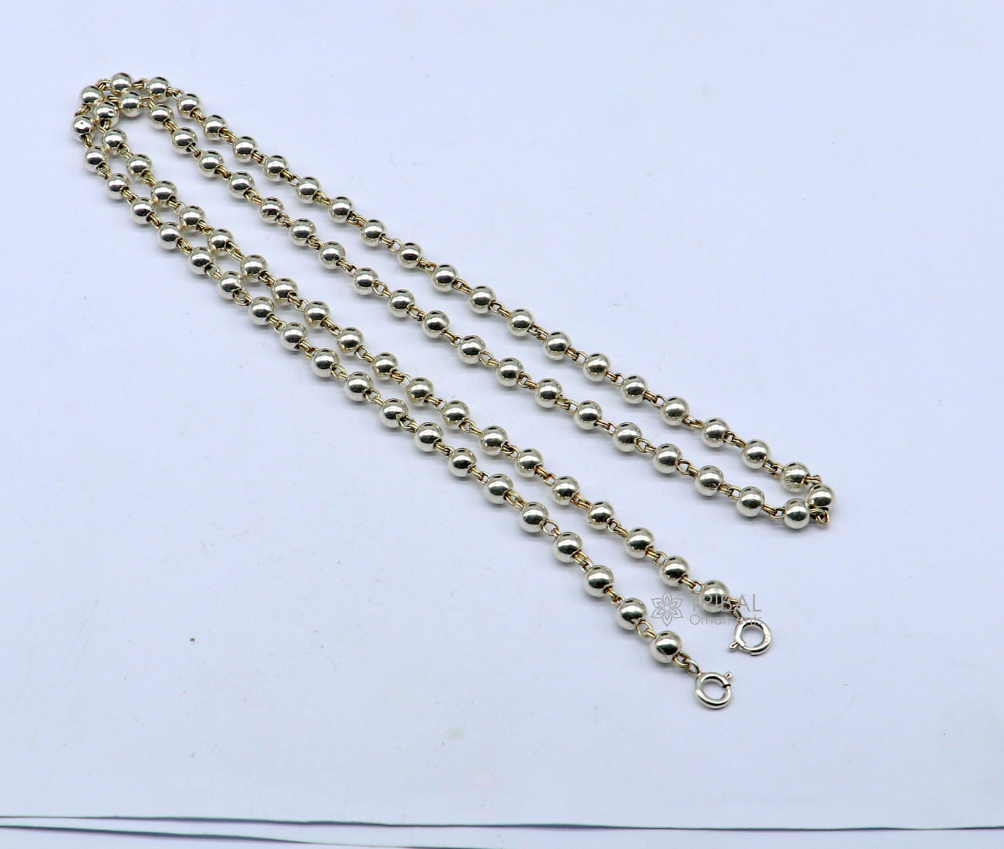 925 sterling silver beaded chain with locking system for necklace of any pendant, best beaded necklace string for all type of pendant ch513 - TRIBAL ORNAMENTS