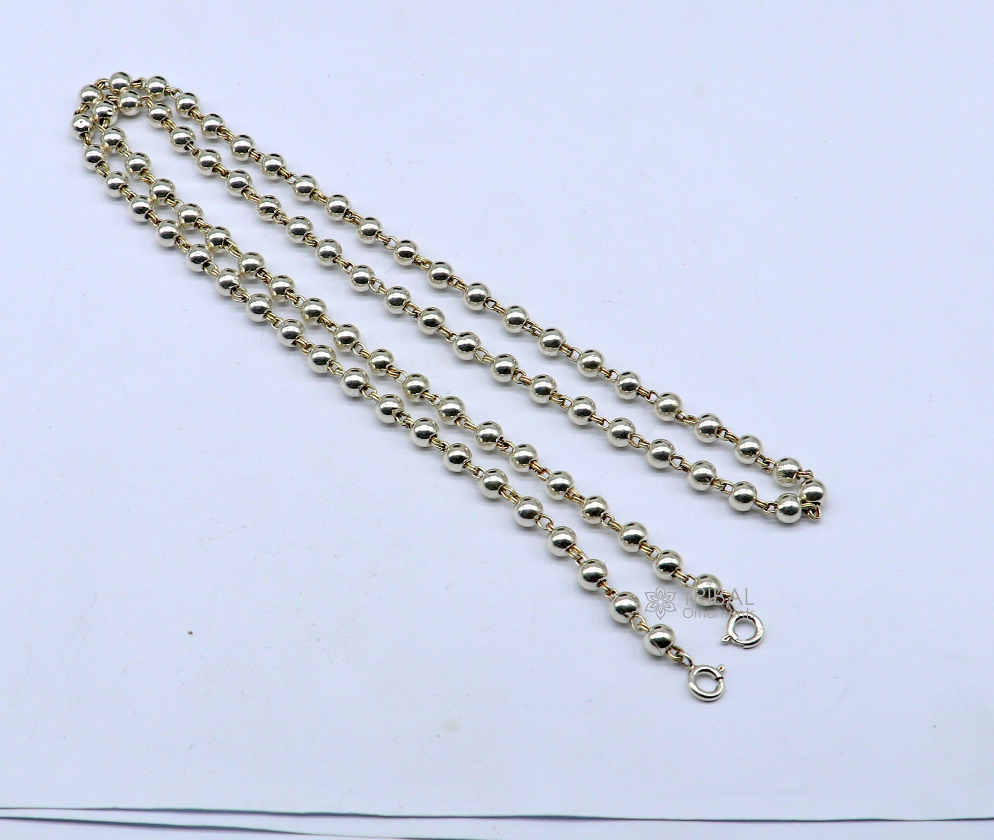 925 sterling silver beaded chain with locking system for necklace of any pendant, best beaded necklace string for all type of pendant ch513 - TRIBAL ORNAMENTS