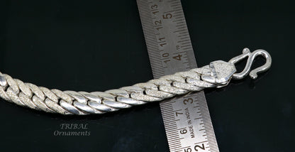 Sterling silver handmade 12mm vintage Cuban curb link chain for men, solid heavy men's necklace by TRIBAL ORNAMENTS.