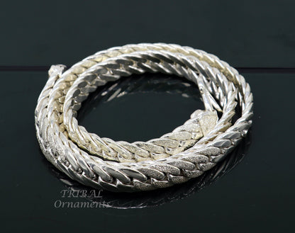Handmade 925 sterling silver vintage Cuban curb link chain for men, 12mm solid heavy necklace with intricate design.