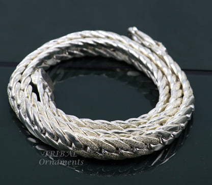 Sterling silver handmade 12mm vintage Cuban curb link chain for men, solid and heavy men's jewelry by TRIBAL ORNAMENTS.