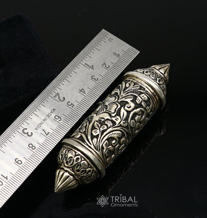 925 Sterling silver Nakshai design amulet pendant with beaded necklace, tribal ethnic cultural jewelry set by TRIBAL ORNAMENTS