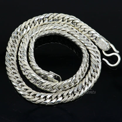 925 sterling silver Cuban curb link chain necklace for men and boys, handmade vintage design, solid heavy jewelry by Tribal Ornaments