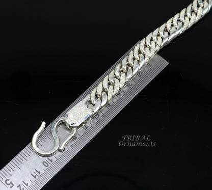 925 sterling silver Cuban curb link chain necklace, handmade vintage-style heavy jewelry for men or boys by Tribal Ornaments.
