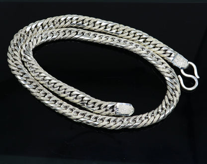 925 sterling silver Cuban curb link chain necklace, handmade vintage style for men and boys, solid heavy jewelry by TRIBAL ORNAMENTS