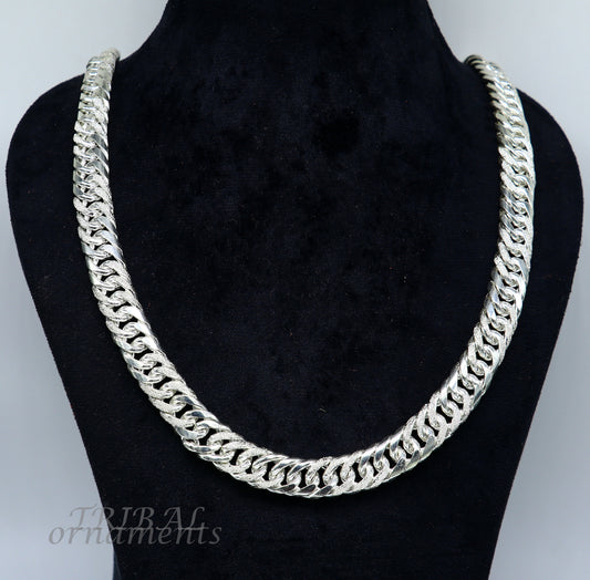 925 sterling silver handmade vintage design link chain, solid heavy necklace chain for boy's men's  wedding gifting jewelry ch162 - TRIBAL ORNAMENTS