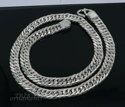 925 sterling silver handmade vintage design link chain, solid heavy necklace chain for boy's men's  wedding gifting jewelry ch162 - TRIBAL ORNAMENTS
