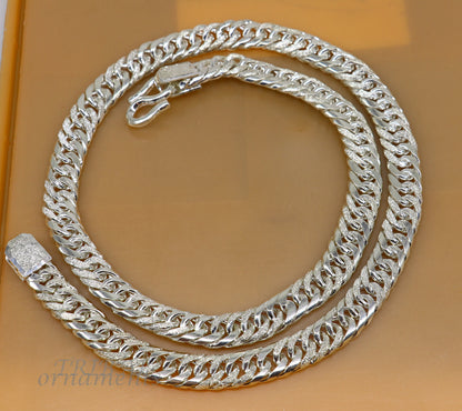 925 sterling silver handmade vintage design link chain, solid heavy necklace chain for boy's men's  wedding gifting jewelry ch162 - TRIBAL ORNAMENTS