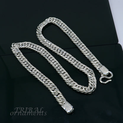 925 sterling silver handmade vintage design link chain, solid heavy necklace chain for boy's men's  wedding gifting jewelry ch162 - TRIBAL ORNAMENTS