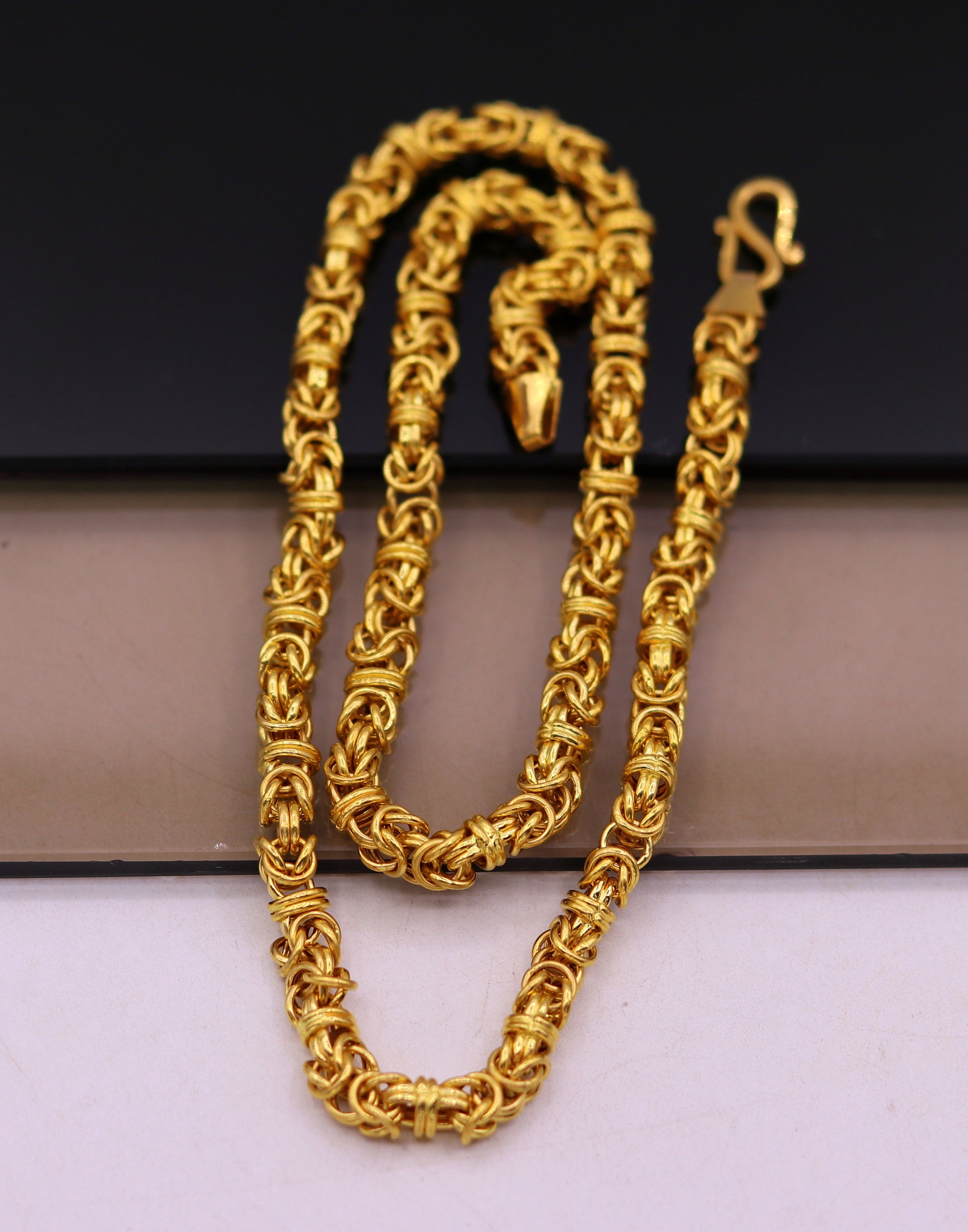 Certified 22kt yellow gold handmade fabulous byzantine amazing chain necklace unisex gifting jewelry from rajasthan india - TRIBAL ORNAMENTS