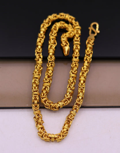 Certified 22kt yellow gold handmade fabulous byzantine amazing chain necklace unisex gifting jewelry from rajasthan india - TRIBAL ORNAMENTS