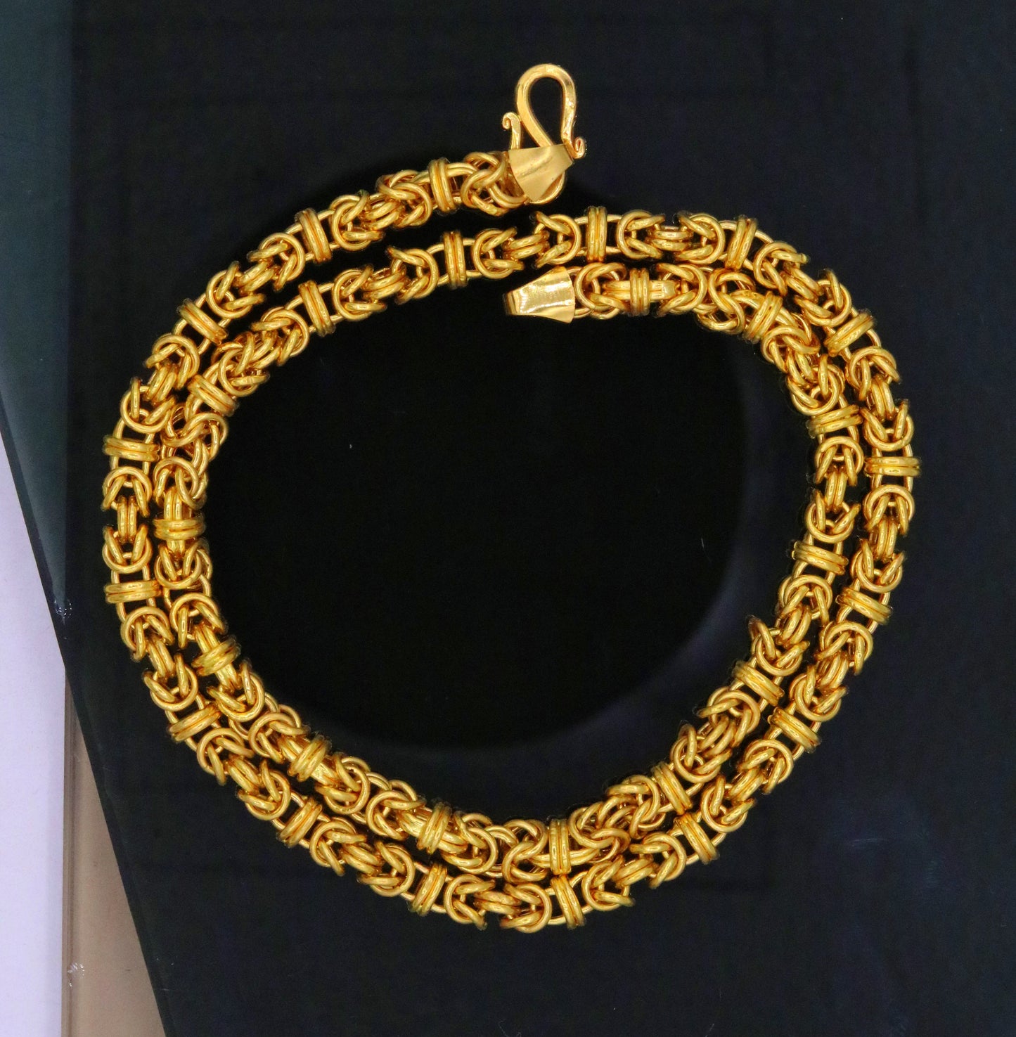 Certified 22kt yellow gold handmade fabulous byzantine amazing chain necklace unisex gifting jewelry from rajasthan india - TRIBAL ORNAMENTS